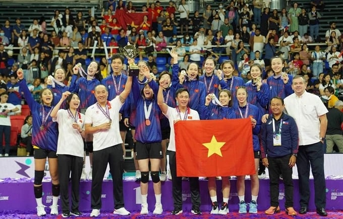 Cầu thủ bóng chuyền nữ Việt Nam sẽ dự giải thế giới FIVB Challenge Cup 2024 trong tháng 7. Ảnh: VFV.