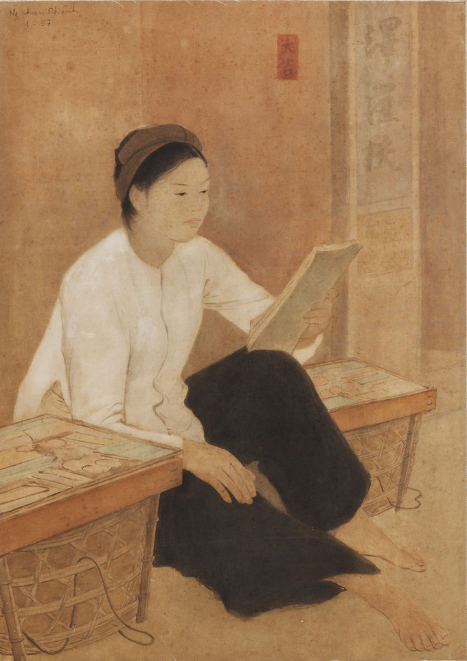 Tác phẩm 'Cô hàng xén' với nguyên mẫu người vợ của danh họa Nguyễn Phan Chánh.