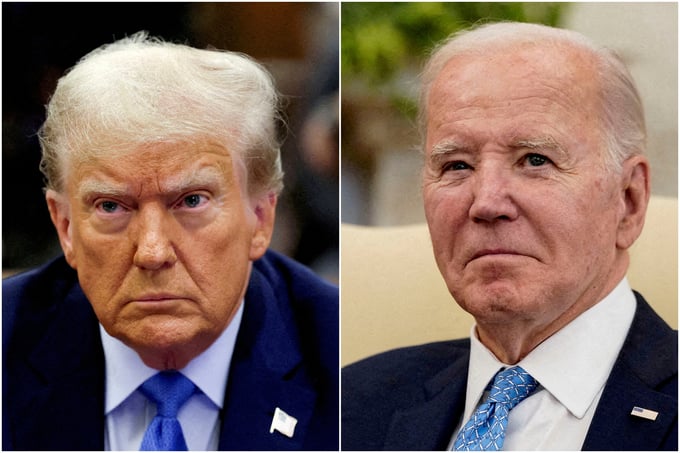 Ứng cử viên đảng Cộng hòa Donald Trump (trái) và đương kim Tổng thống Mỹ Joe Biden (phải). Ảnh: Reuters.