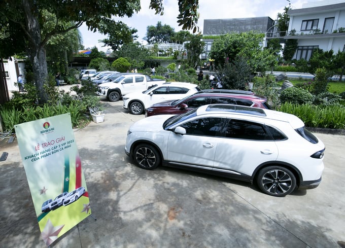 Dàn xe ô tô đang chờ đợi về tay những khách hàng tiêu thụ tốt bộ sản phẩm Phân Bón Cà Mau.