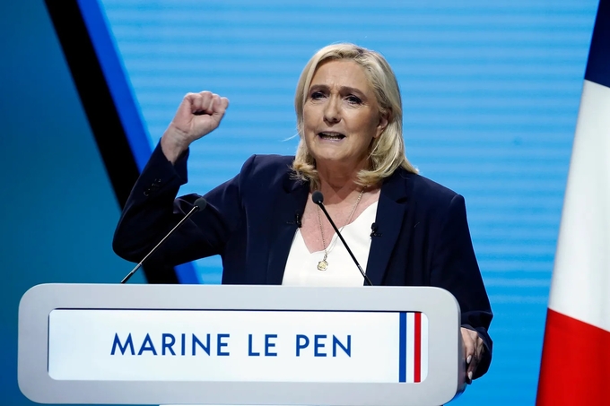 Bà Marine Le Pen, cựu lãnh đạo lâu năm của đảng Mặt trận Quốc gia Pháp. Ảnh: CNN.