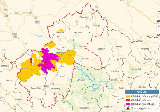 Biểu đồ sạt lở đất ở khu vực Hà Giang. Ảnh: TT KTTV Quốc gia
