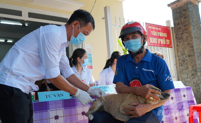 Tây Ninh đang tăng cường triển khai tiêm ngừa dại cho đàn vật nuôi với nhiều hình thức khác nhau tại tất cả các huyện, thị xã. Ảnh: Lê Bình.