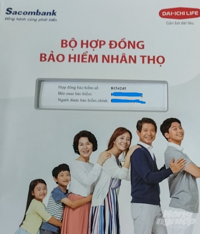 Hợp đồng bảo hiểm nhân thọ mà Sacombank 'bán' cho khách hàng có nhu cầu vay vốn. Ảnh: KT