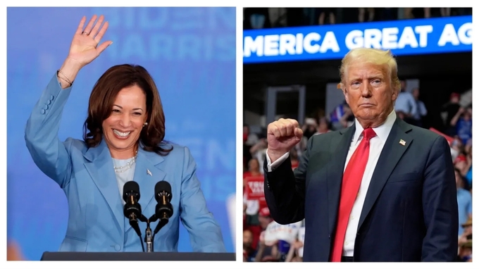 Phó Tổng thống Kamala Harris và cựu Tổng thống Donald Trump. Ảnh: AP. 