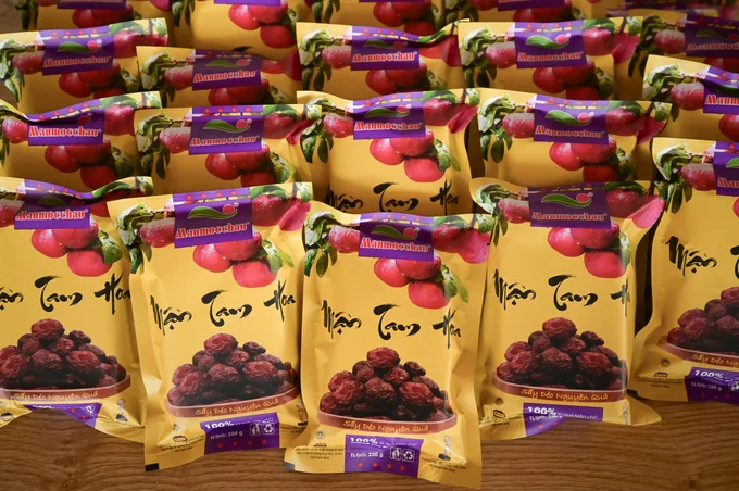 Plum Products Processed in Various Ways Serve Visitors to the 19/5 Cooperative. Photo: Tung Dinh.