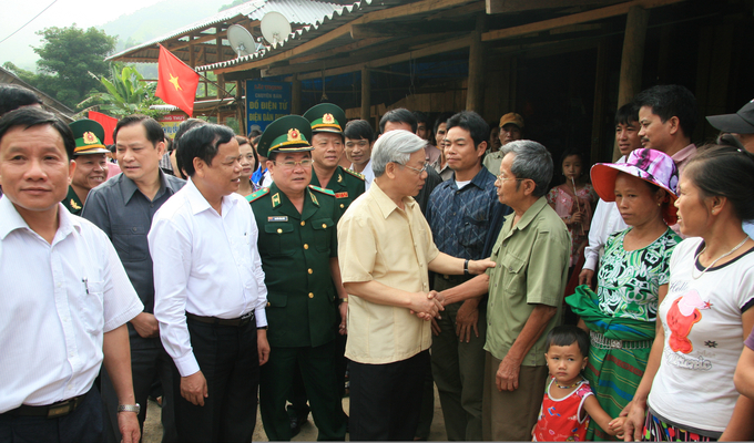 Tổng Bí thư Nguyễn Phú Trọng dành tình cảm đặc biệt cho người dân huyện Mường Lát nói riêng, nhân dân tỉnh Thanh Hóa nói chung. Ảnh: Minh Hiếu.