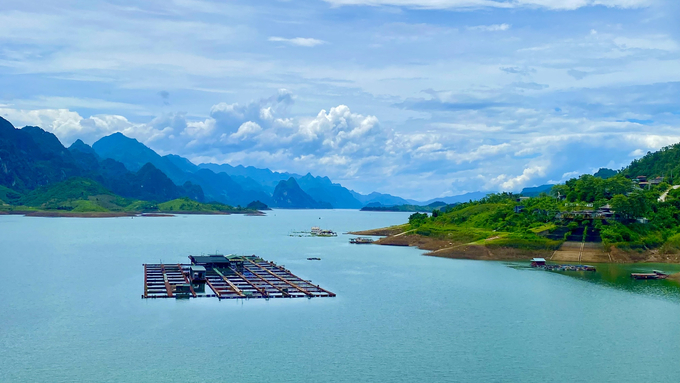 Huyện Quỳnh Nhai đang tập trung phát triển nghề nuôi cá lồng gắn với phát triển du lịch. Ảnh: Văn Thiệu.