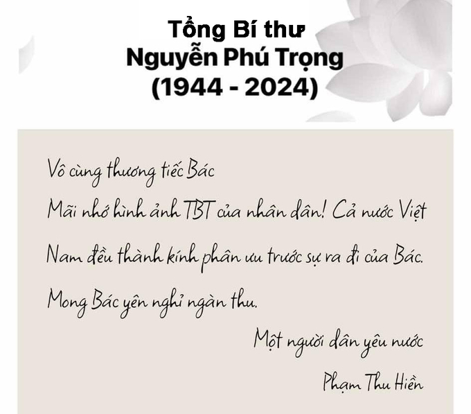 Người dân chia buồn, tưởng nhớ Tổng Bí thư Nguyễn Phú Trọng trên ứng dụng VNeID.