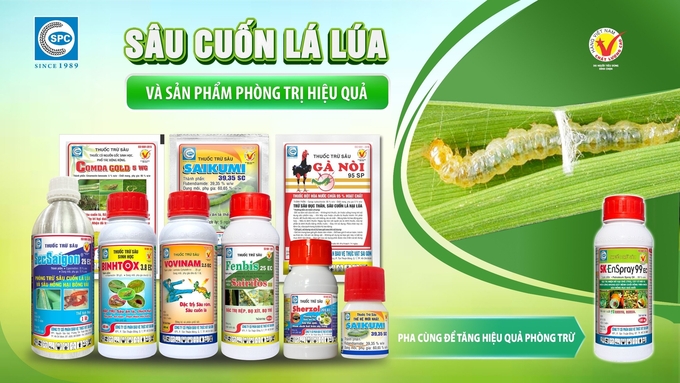 Bộ sản phẩm phòng trừ sâu cuốn lá hiệu quả của Công ty CP BVTV Sài Gòn. Ảnh: Kim Ngọc.