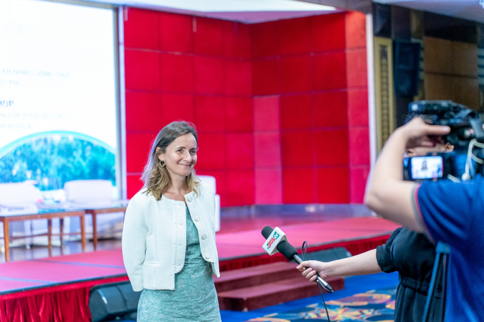 Ms. Marion Chaminade, the Agriculture-Food Counsellor at the French Embassy in Vietnam speaking to Vietnam Agriculture News. 