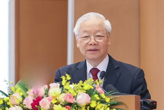 General Secretary Nguyen Phu Trong at the Government Conference with localities to review work in 2022 and deploy tasks for 2023. Photo: VGP.