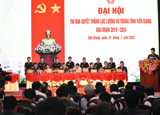 Đại hội thi đua quyết thắng lực lượng vũ trang tỉnh Tiền Giang giai đoạn 2019-2024 vừa diễn ra sáng 31/7. Ảnh: Minh Đảm.