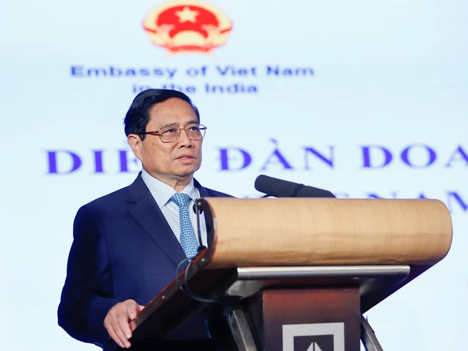 Prime Minister Pham Minh Chinh attended and spoke at the Vietnam-India Business Forum. Photo: VGP.