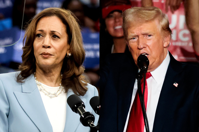 Phó Tổng thống Kamala Harris và cựu Tổng thống Donald Trump. Ảnh: Bloomberg.