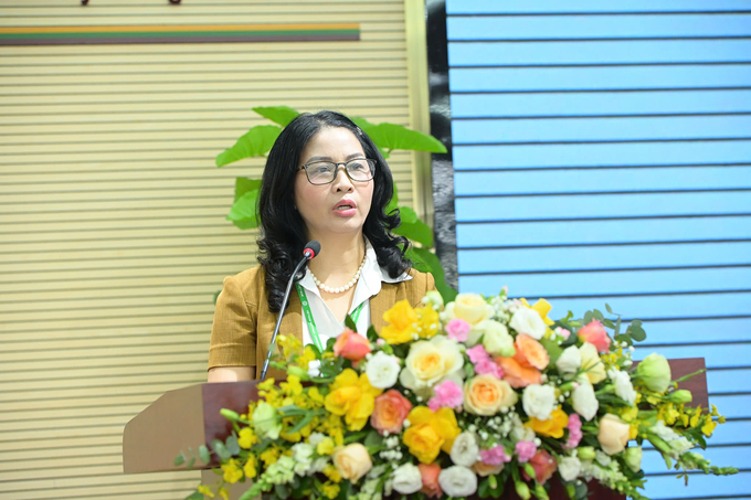 Prof. Dr. Nguyen Thi Lan, Director of Vietnam National University of Agriculture speaking at the event. Photo: Tung Dinh.