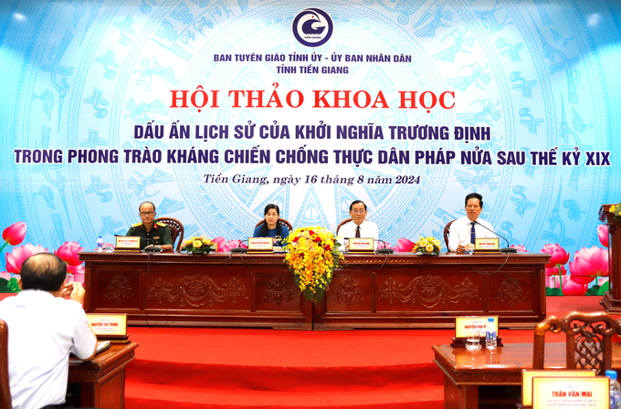 Hội thảo khoa học Dấu ấn lịch sử của khởi nghĩa Trương Định trong phong trào kháng chiến chống thực dân Pháp. Ảnh: Minh Đảm.