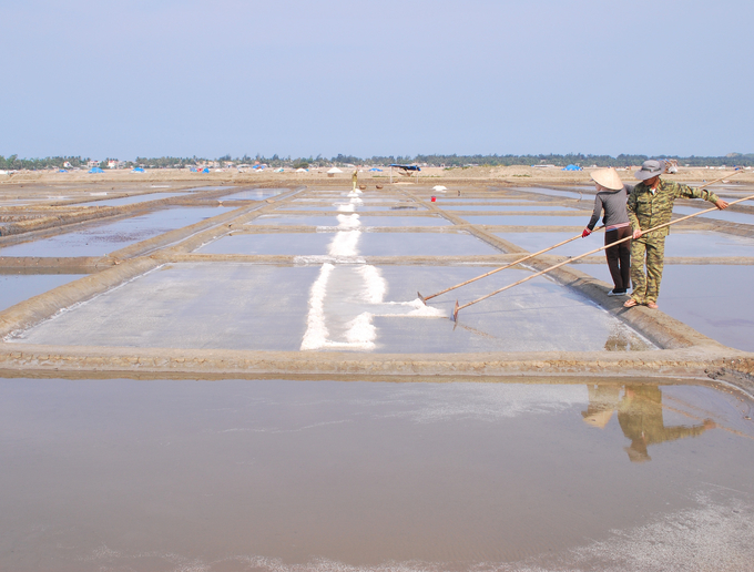 Sa Huynh salt is famous for its deliciousness, but the lives of salt workers have remained difficult for generations. Photo: Vo Thanh Ky.