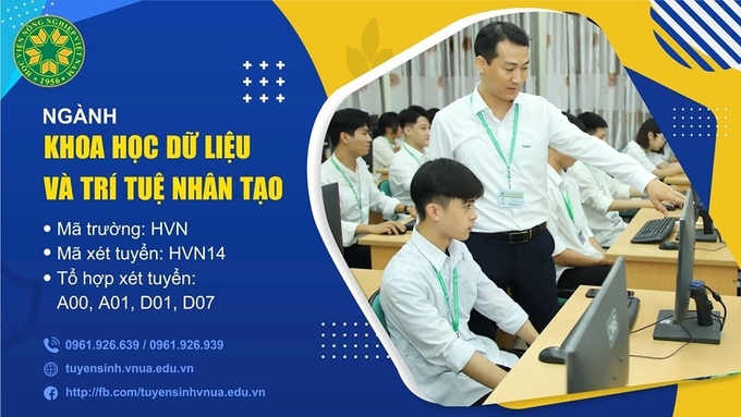 Thông tin tuyển sinh ngành Khoa học dữ liệu và Trí tuệ nhân tạo của Học viện Nông nghiệp Việt Nam. Ảnh: HVNN