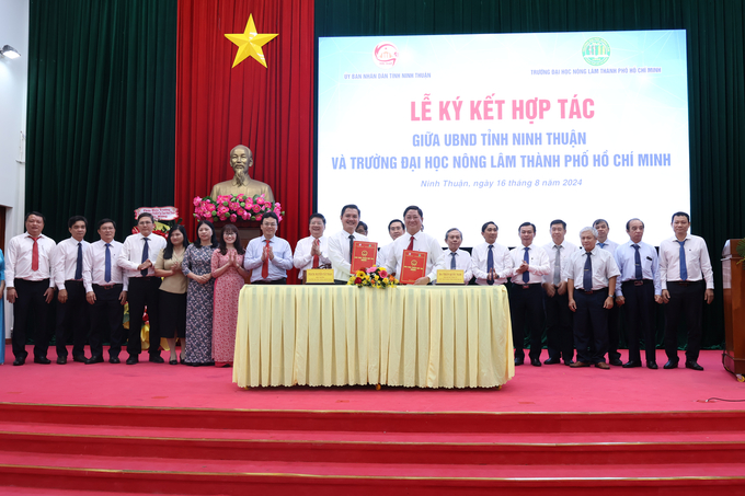 UBND tỉnh Ninh Thuận và Trường Đại học Nông Lâm TP.HCM đã ký kết hợp tác nhằm đào tạo nguồn nhân lực, nghiên cứu khoa học, chuyển giao công nghệ và hợp tác quốc tế. Ảnh: TL.