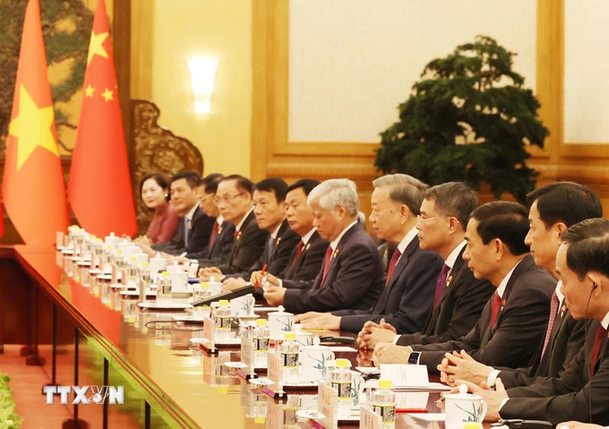 General Secretary and President To Lam and the Vietnamese high-ranking delegation. Photo: Tri Dung.