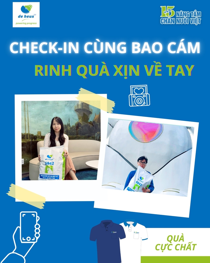 Minigame 'Check in cùng bao cám, tinh quà về tay' của De Heus Việt Nam diễn ra trong tháng 8/2024.