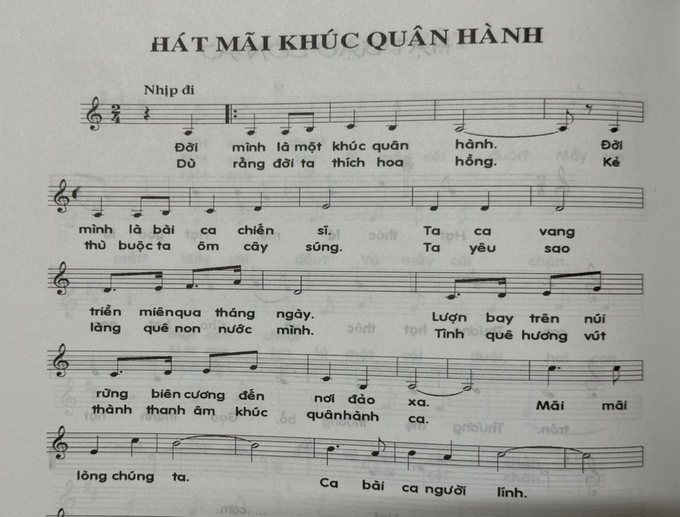 Ca khúc 'Hát mãi khúc quân hành' được Diệp Minh Tuyền sáng tác năm 1984.