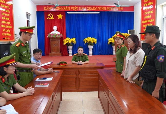 Công an tỉnh Hà Giang làm việc với Nguyễn Lan Hương, Chủ tịch hội đồng quản trị Công ty cổ phần Tập đoàn Dược Bảo Châu. Ảnh: Tư liệu.