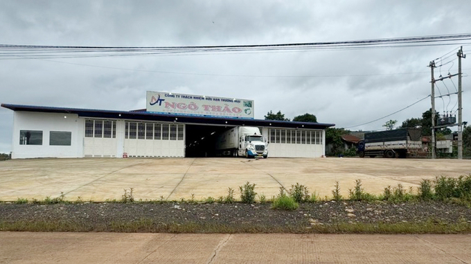 Kho thuộc Công ty TNHH Thương mại Ngô Thảo xây dựng sai phép nhưng vẫn được đấu nối điện. Ảnh: Quang Yên.