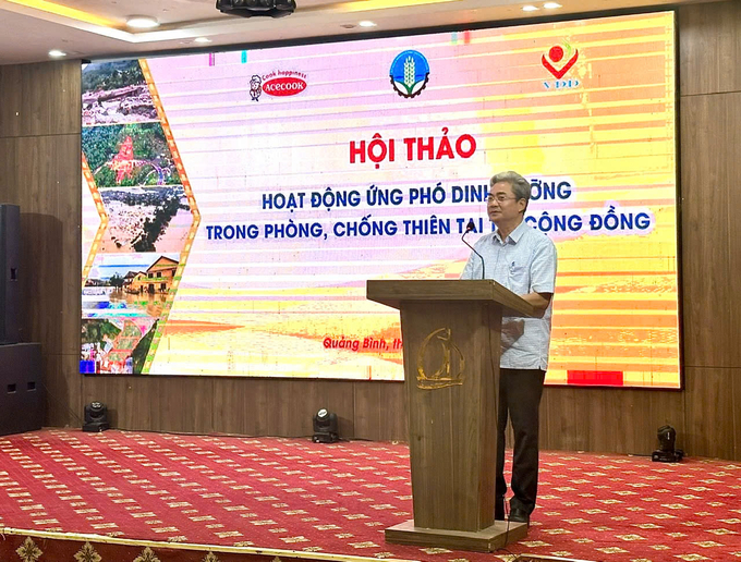 Ông Nguyễn Đức Quang, Trưởng phòng Quản lý công trình phòng chống thiên tai (Cục Quản lý đê điều và Phòng, chống thiên tai) phát biểu tại Hội thảo. Ảnh: PCTT.