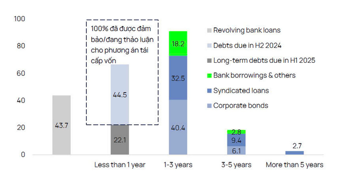 Cơ cấu dư nợ vay của VIC tính đến cuối quý II/2024. Nguồn: Vietcap.