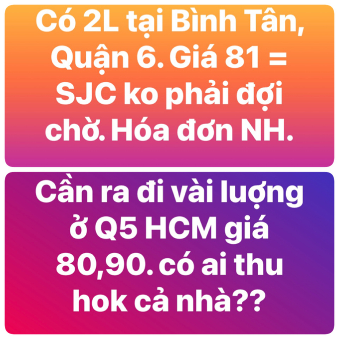 Chợ mạng rao giá vàng miếng SJC ngang bằng hoặc thấp hơn giá của ngân hàng. Ảnh: Hoàng Mai.