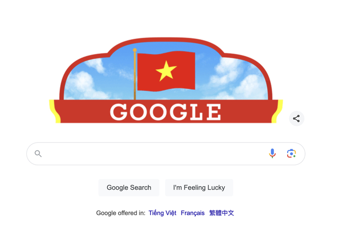 Google thay ảnh đại diện chào mừng Quốc khánh Việt Nam. Ảnh: Chụp màn hình.