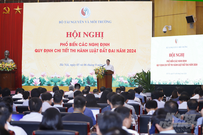 Hội nghị phổ biến các Nghị định thi hành Luật Đất đai 2024. Ảnh: K.Trung.