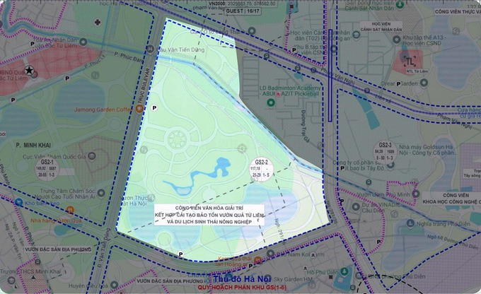 Công viên văn hóa, giải trí kết hợp bảo tồn vườn hoa và du lịch sinh thái quận Bắc Từ Liêm có diện tích lên đến 117ha. Ảnh: Quy hoạch Hà Nội.