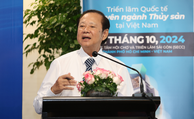 Nguyen Viet Thang, Chairman of Vietnam Fisheries Society, spoke at the press conference. Photo: Nguyen Thuy.