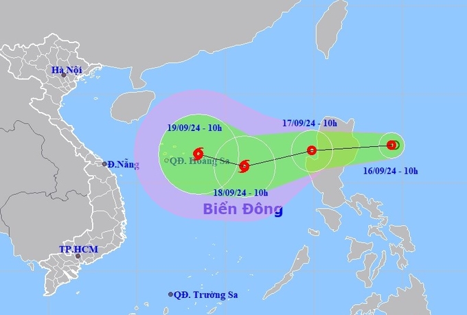 Dự báo di chuyển của áp thấp nhiệt đới trong những ngày tới.