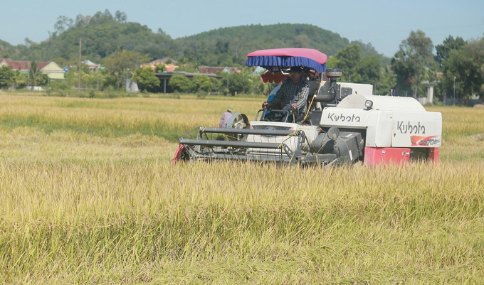 Cơ giới hóa đã giải phóng sức lao động, tăng lợi nhuận sản xuất lúa. Ảnh: Ngọc Linh.