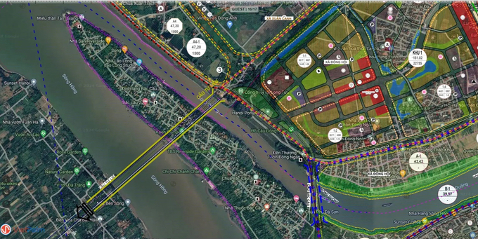 Sơ đồ vị trí cầu Tứ Liên theo quy hoạch