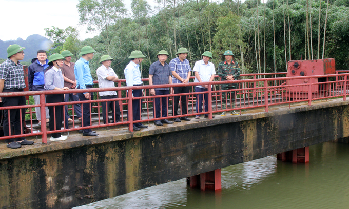 The water level of Cam Son discharge lake rose on September 9, 2024, due to the impact of Typhoon No. 3 resulting in floods. Photo: Dong Thai.