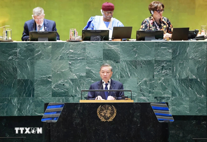 General Secretary and President To Lam delivered the opening speech at the Future Summit on September 22 at the United Nations. Photo: VNA.