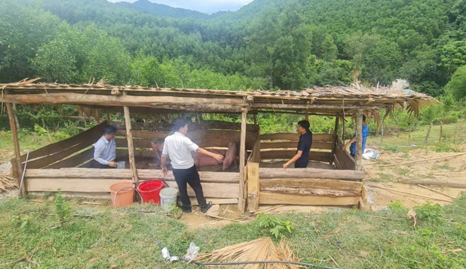 Local authorities set up checkpoints to prevent the epidemic in the area. Photo: T. Phung.