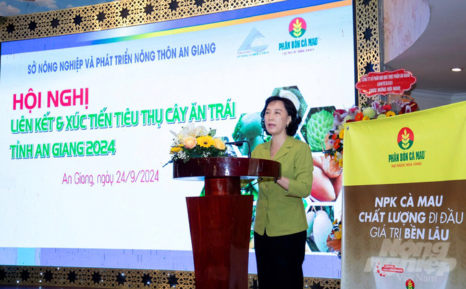 According to Mrs. Nguyen Thi Minh Thuy, Deputy Chairwoman of the An Giang Provincial People's Committee, the area dedicated to fruit cultivation in An Giang covers approximately 20.000 ha, with an annual total output of over 350.000 tons. The Ministry of Agriculture and Rural Development has issued 446 codes for export planting areas. Photo: Le Hoang Vu.