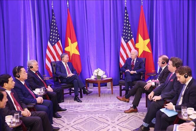 General Secretary and President To Lam met with US President Joe Biden. Photo: VNA.