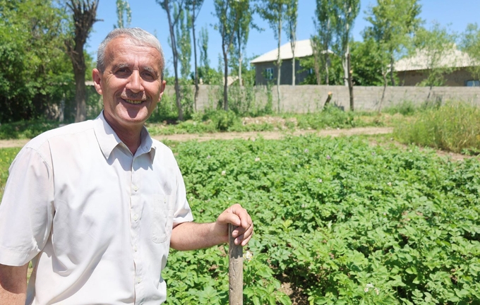 Hasan Qayumov is a small-scale farmer in Kulob, Khatlon province. Photo: UNDP Tajikistan.