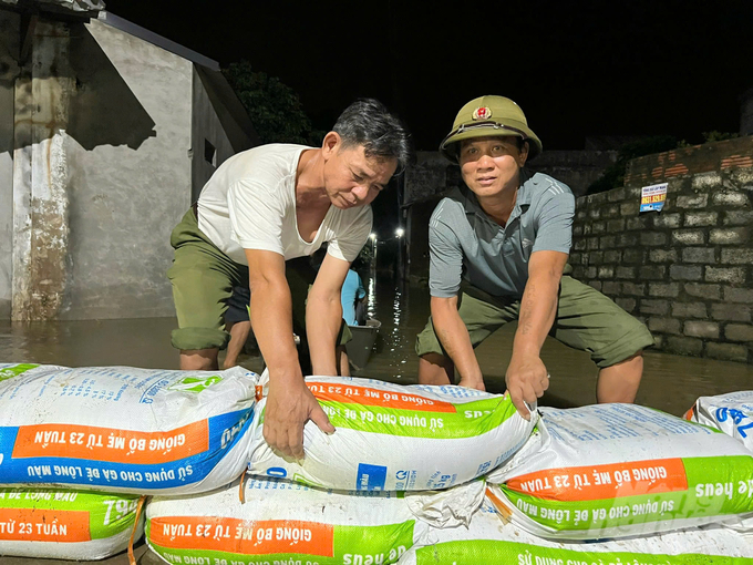 Bảo vệ đê là ưu tiên hàng đầu. Ảnh: Hùng Khang.