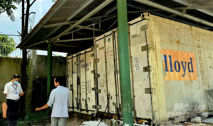 Refrigerated containers are preserving 20 tiger bodies and 1 leopard body that are decomposing and waiting to be destroyed. Photo: H. Phuc.