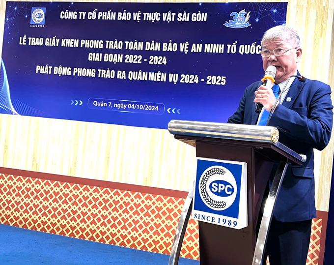 Ông Nguyễn Quốc Dũng, Giám đốc Công ty CP BVTV Sài Gòn phát biểu tại buổi lễ. Ảnh: Đức Trung.