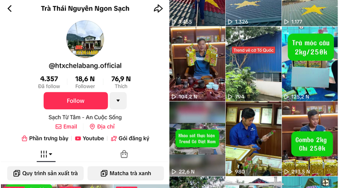 HTX chè La Bằng có lượng người theo dõi lớn nhờ sáng tạo các nội dung số độc đáo. Ảnh: Quang Linh.