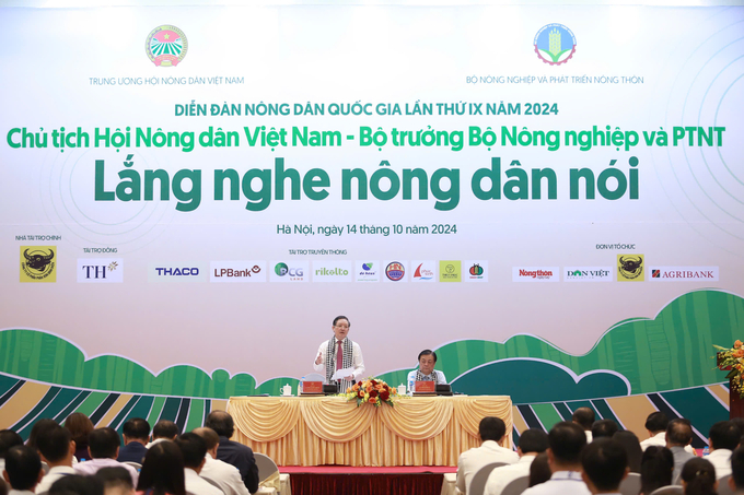 Chairman of the Central Committee of the Vietnam Farmers' Union Luong Quoc Doan: The forum is an opportunity for the Central level to listen to difficulties and problems in the fields of agriculture, farmers, and rural areas. Photo: Dan Viet.